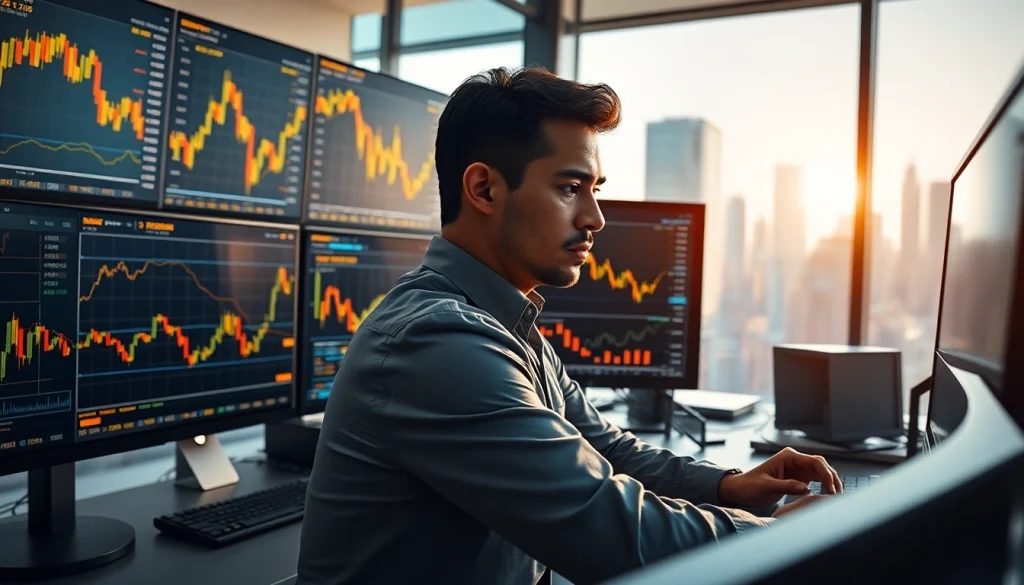 Analyzing GOLD SIGNALS on multiple screens in a professional trading environment.