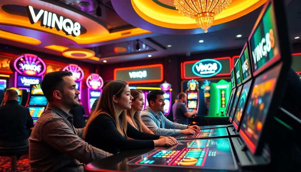Engaging gaming scene at VNQ8, showcasing players immersed in online casino action.