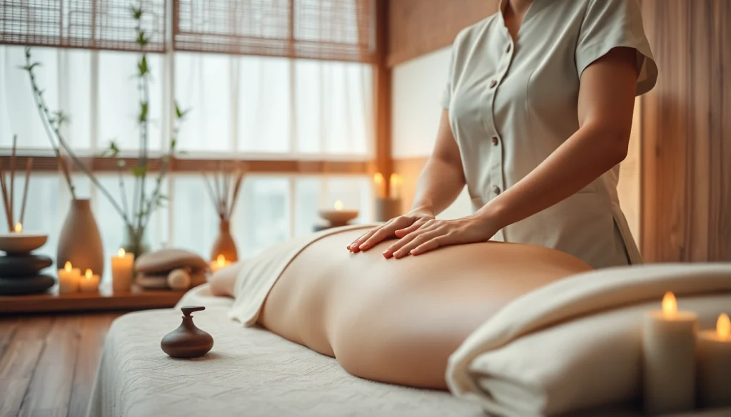 Experience a soothing 호치민 마사지 in a serene spa environment showcasing a professional therapist.