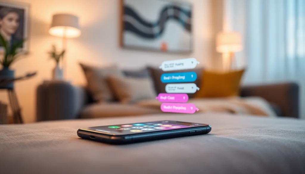 Engaging AI sex chat conversation on a smartphone in a cozy setting.