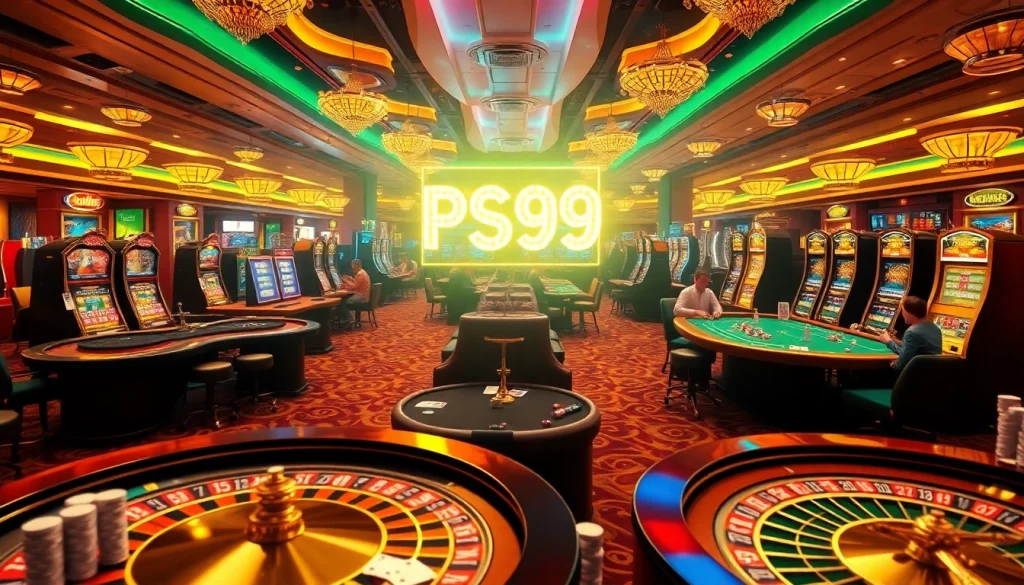 Experience PS99 with vibrant casino action featuring chips, cards, and roulette excitement.